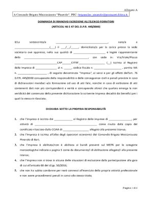iscrizione area fornitori comune fac simile